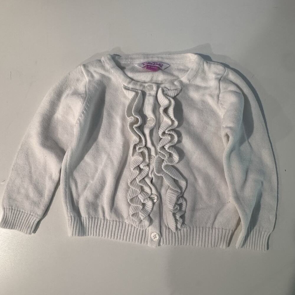 Ruffle Butt's Baby Girl 18-24 mo White Cardigan Buttons Knit Ruffles Sweater